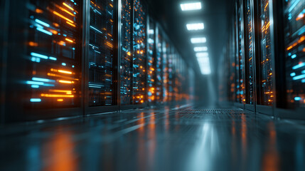 High speed data transfer inside modern data center corridor