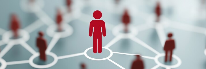 Concept of networking and social connections with central figure