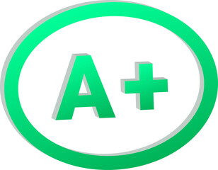 Obraz premium 3D A Plus Grade Icon in Green Circle Isolated on Transparent Background