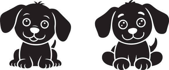 Obraz premium Little dog silhouette or vector illustration, cute puppy design, isolated artwork for pets, domestic animals, and playful concepts