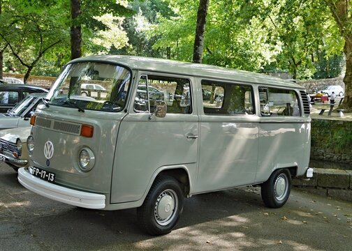 Volkswagen Type 2 vintage van parked in park