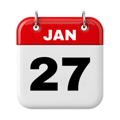 Fototapeta premium 27 January Calendar Date 3D Icon Illustration