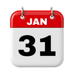 31 January Calendar Date 3D Icon Illustration
