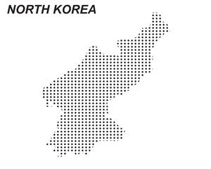 Obraz premium North Korea Map Vector, East Asia Country Dotted Pattern Black and White Shapes, North Korea Infographic Template, Editable EPS North Korea Geography