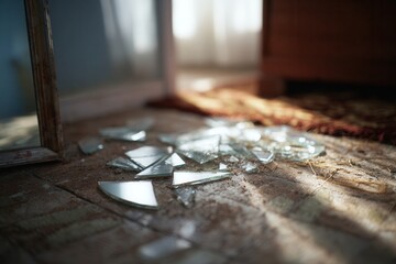 A mirror broken into fragments that reflect only light, not form.