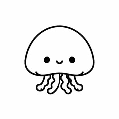 Adorable Cartoon Jellyfish Outline Drawing with a Sweet Smile.
