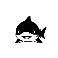 Adorable Cartoon Baby Shark Smiling with Big Eyes.