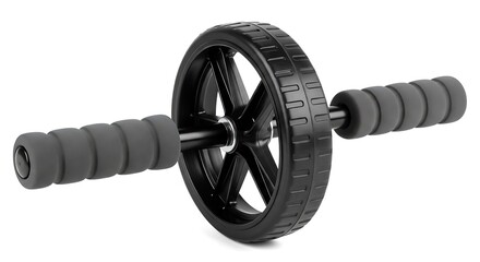 Ab Wheel for Core Strength Training on White Background.