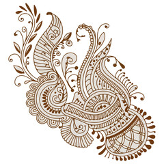Illustration of mehndi ornament with white baground 