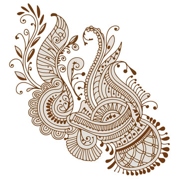 Illustration of mehndi ornament with white baground 
