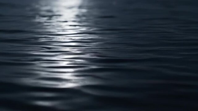 Dark water surface with moon reflection and rippling texture capturing serene natural beauty