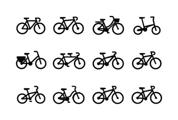 Fototapeta premium Bicycle Icons Collection. Bicycles. Solid icon set of bicycles: