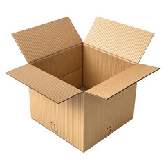Open Cardboard Box on transparent Background