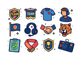 Colorful Esports Icons. Esports teams. Colorful isometric vector