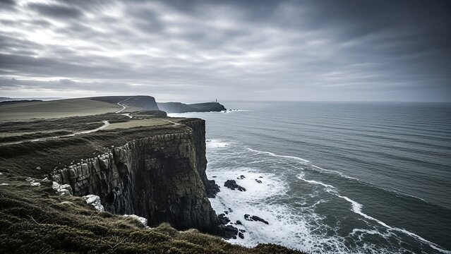 Dramatic Coastal Cliffs and Ocean Landscape. - Powered by Adobe