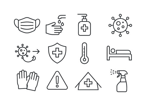 Epidemic Response Icons. Epidemic response. Line icon set of epi