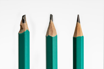 learning concept with pencil combination on white background.