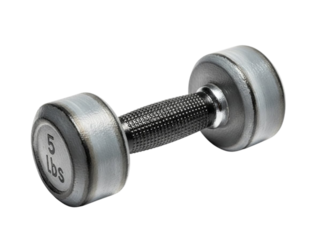 Sturdy metal dumbbell resting on a white surface for exercise.