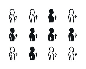 Posture Correction Icons. posture shift. Icon set. Set Logo of p