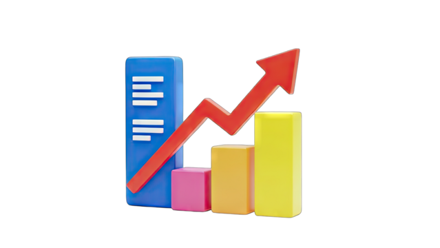 Financial Growth: Arrow Pointing Up on Bar Chart - Powered by Adobe