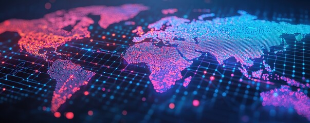 Vaccines virus distribution concept. Digital map illustration with vibrant colors and data points.