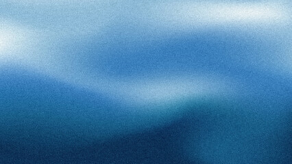 Grainy dusty background with gradient white and deep blue ocean colors. Blurry and noise texture background, design for banner, widescreen, wallpaper.
