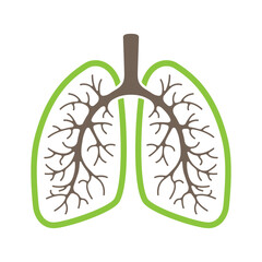 Human lungs graphic icon. Lungs in form of a tree. Sign isolated on white background. Vector illustration