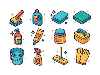 Tile Maintenance Icons. tile maintenance. Colorful isometric vec