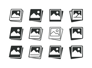 Vintage Photo Icons. Old photograph. Icon set. Set Logo of old p