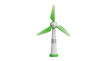 3D Renewable Energy Wind Turbine Icon, Green Tech, isolated on white background