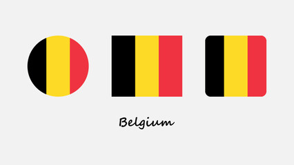 Belgium Flag Vector Set. Vector illustration of the Belgium national flag with accurate colors and clean proportions on circle, standard, and simple design