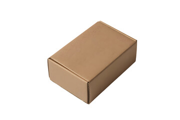 Fototapeta premium closed brown cardboard box isolated and top view . Isolated on transparent background, png