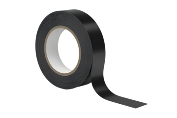 Black tape roll for general purpose usage  . Isolated on transparent background, png