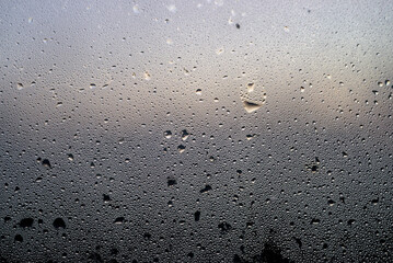 Wet condensation on glass in the morning