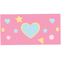 Cute pastel heart and star ribbon sticker icon, suitable for gentle, celebratory themes, or illustrating soft, colorful, and whimsical decorative designs.