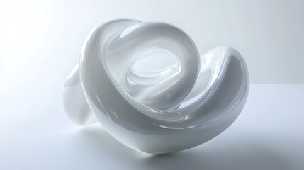 White abstract sculpture on white background; design concept