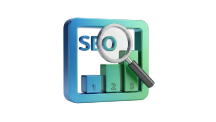 3D Search Engine Optimization (SEO) Icon, Web Ranking, isolated on white background