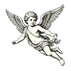 Vintage Drawing Of Baby Cupid