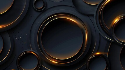 Black and Gold Concentric Circles, Modern Luxury Design Template