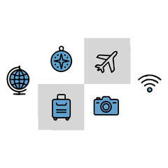 Global icons set white baground 