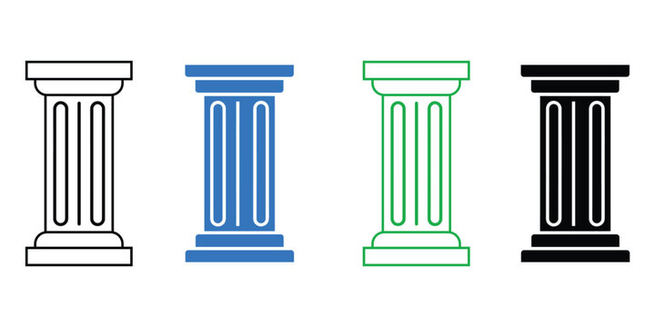 Pillar column icon. Ancient columns icon set. Ancient pillar or columns vector icons set.