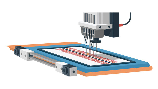 Automated embroidery machine meticulously creates intricate designs on fabric, showcasing modern textile production technology.