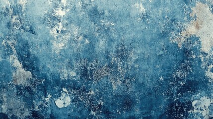 Distressed blue wall texture featuring peeling paint chips and weathered patches, creating a raw, urban aesthetic suitable for creative design applications