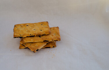 Cookies with raisins on a white background