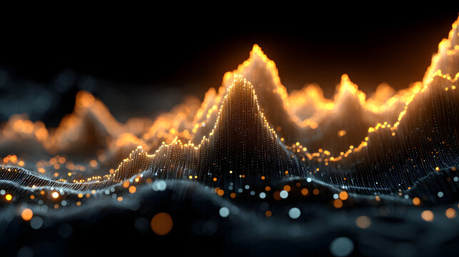 Digital financial chart with glowing lines and data visualization on a dark background. - Powered by Adobe