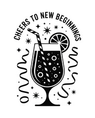 New Year Cocktail Celebration Vector Illustration