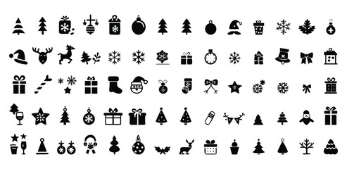 Christmas Icons Set – 60 Vector Line Icons for Holiday, Winter, and Festive Celebration