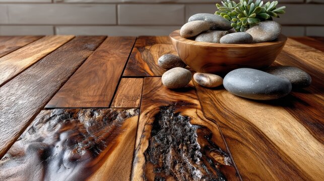 A beautifully arranged flat lay of smooth walnut planks in parallel lines, showcasing the natural texture 