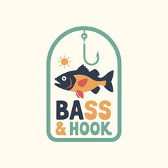 Fishing club artwork. Fish hand sketch graphic print design for t shirt print, poster, sticker, background and other uses. Seafood restaurant artwork.
