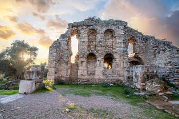 The Nysa Ancient City view in Sultanhisar Town of Turkey